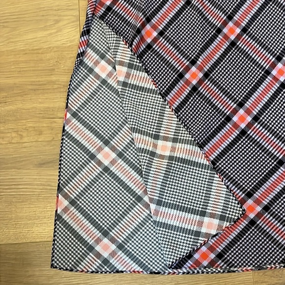 Fleur du mal | Houndstooth plaid midi Silk skirt Women’s size 6 Tanzanite Check - Picture 2 of 8